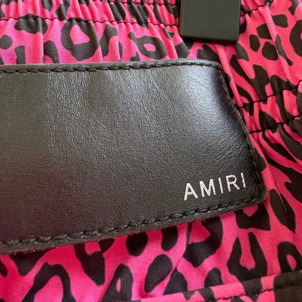 AMIRI Pink Leopard Print Swim Trunks Shorts, Size Large - Picture 10 of 13